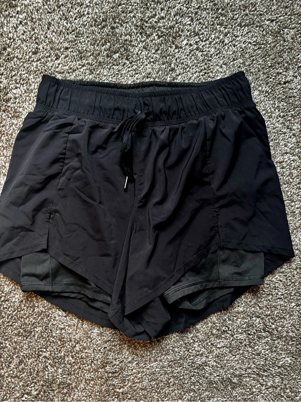 Avia Black Layered Athletic Shorts with Inner Liner